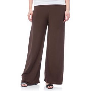 Picture of PULL UP WIDE FIT STRETCH TROUSERS - BROWN